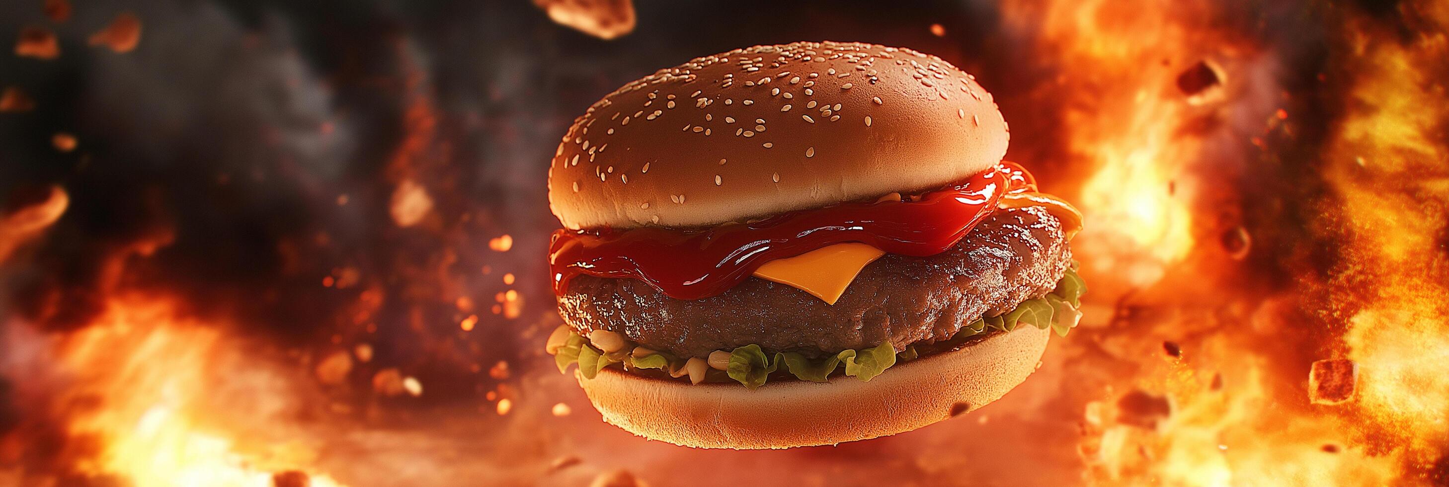 Giant Burger on Catapult in Motion photo