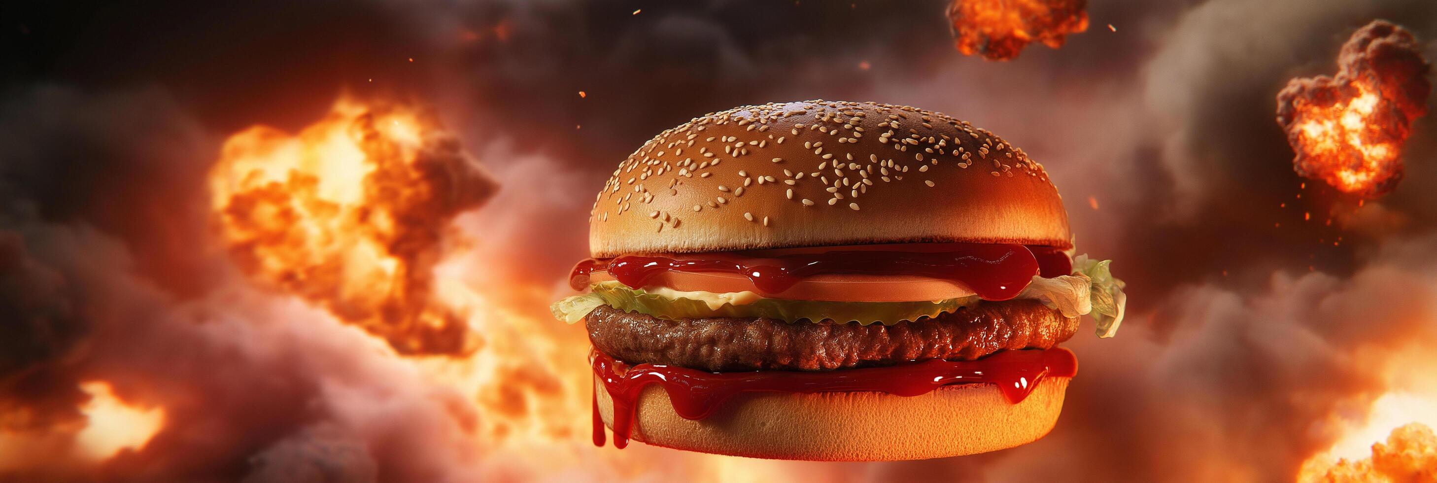 Gigantic Burger Catapulted photo