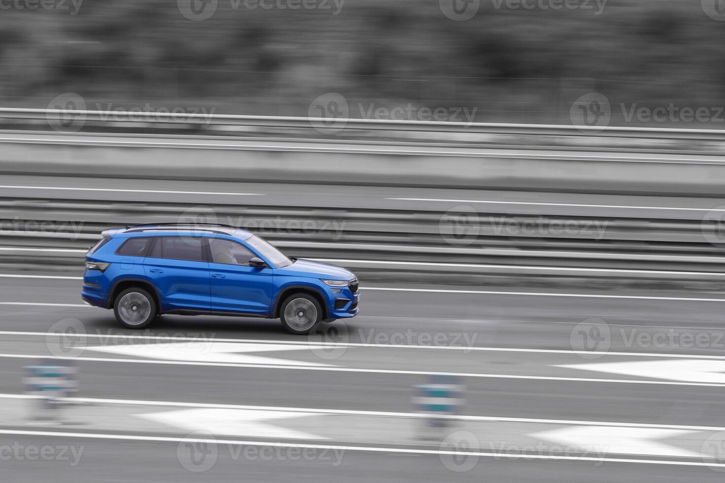 highway in motion with a blurred background photo