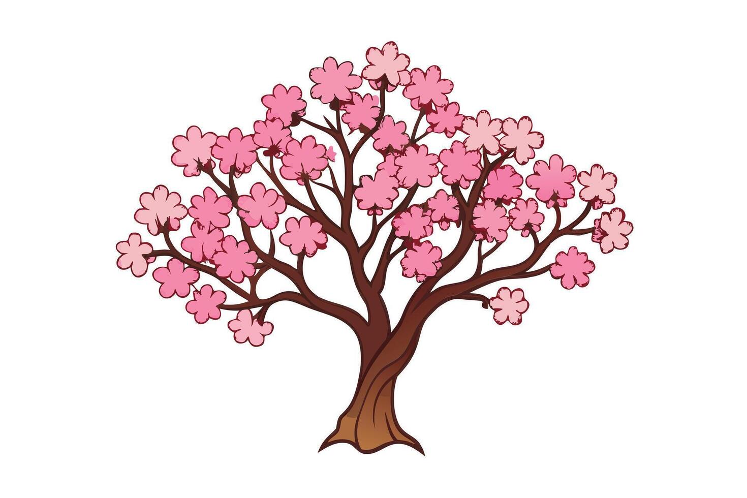 Cherry Blossom Tree, Springtime Beauty vector