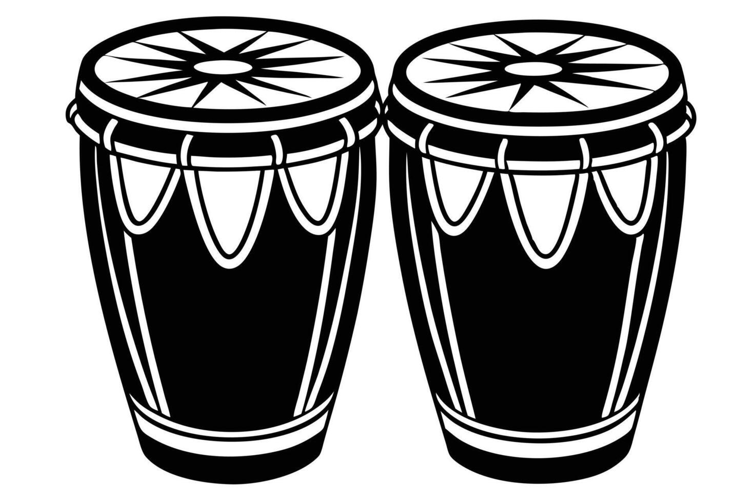 Elegant black and white illustration of a pair of congas. vector