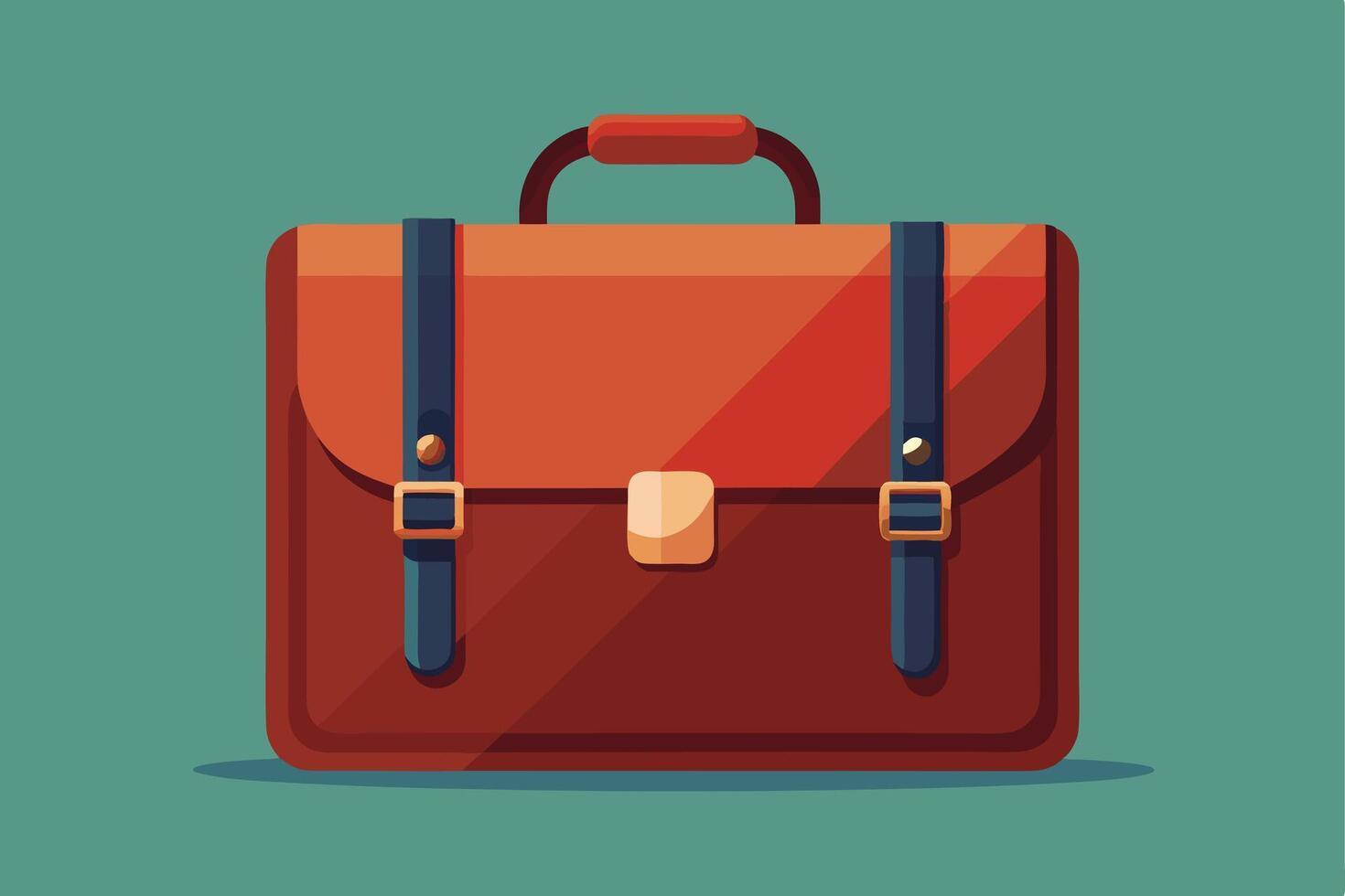 Flat illustration of a classic, red leather briefcase. vector