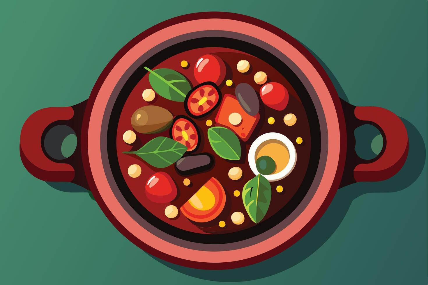 Colorful Stew in a Pot, Perfect for Food-Related Stock vector