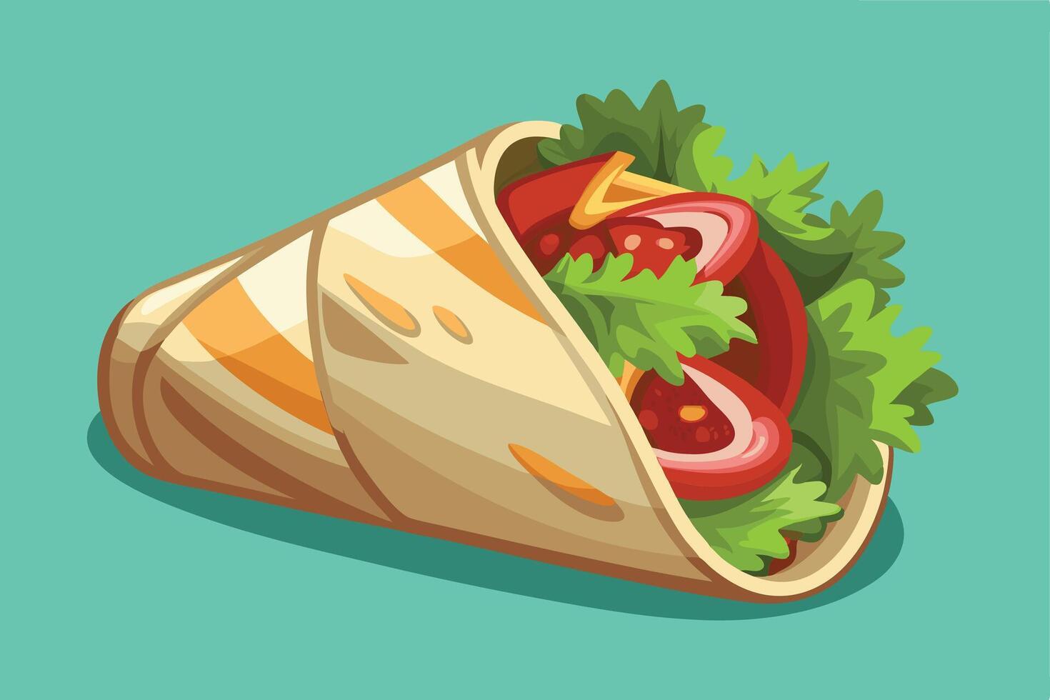 Deliciously Illustrated Wrap with Fresh Vegetables and Meats vector