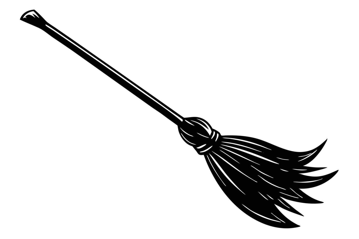 Vintage Black and White Witch's Broomstick vector