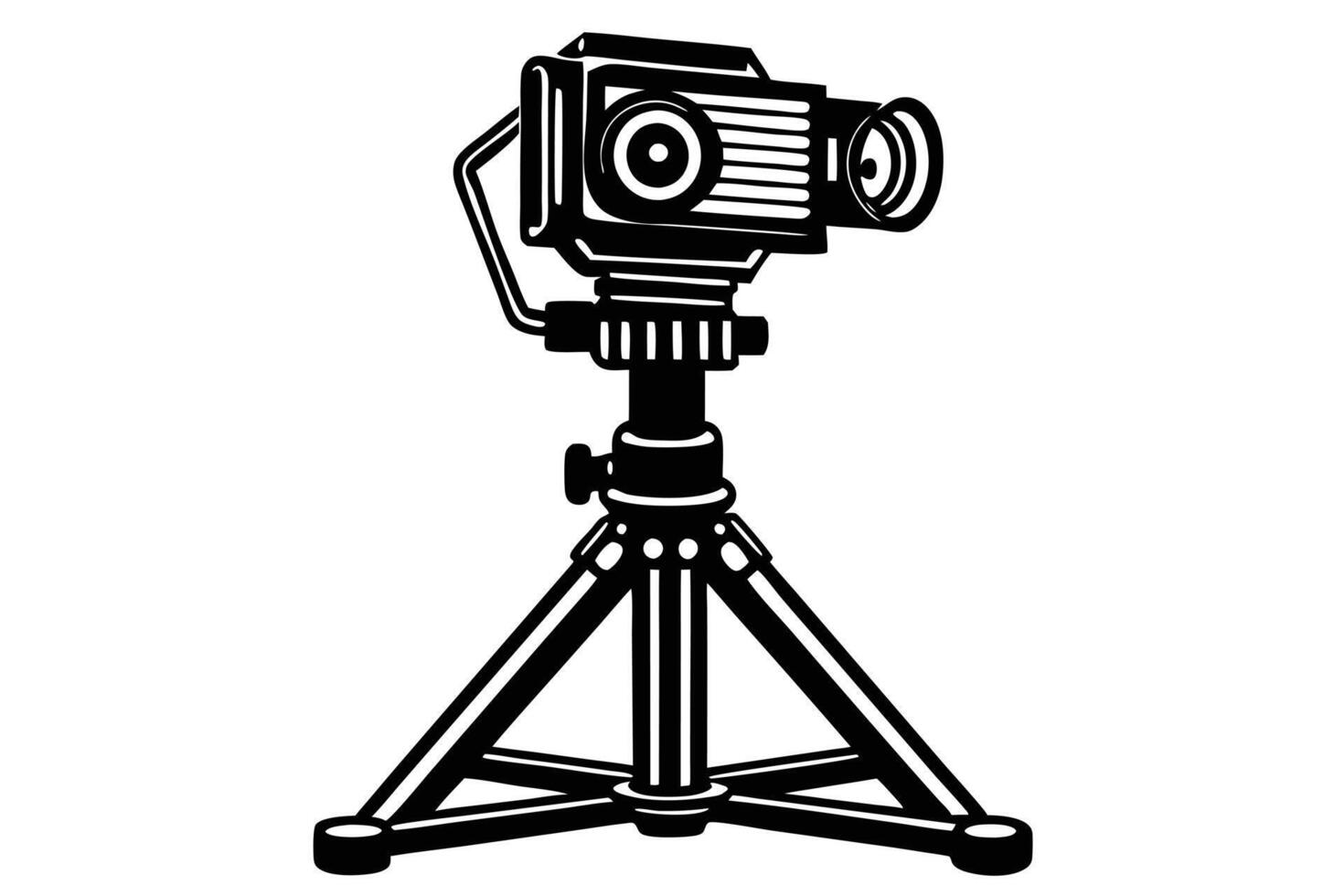 Movie camera on tripod, graphic. vector