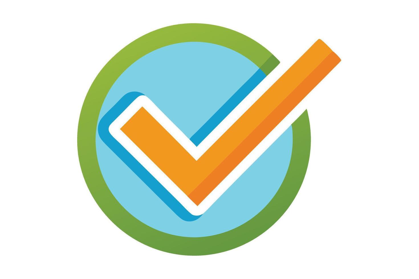 A Flat icon of a green check mark symbol. vector