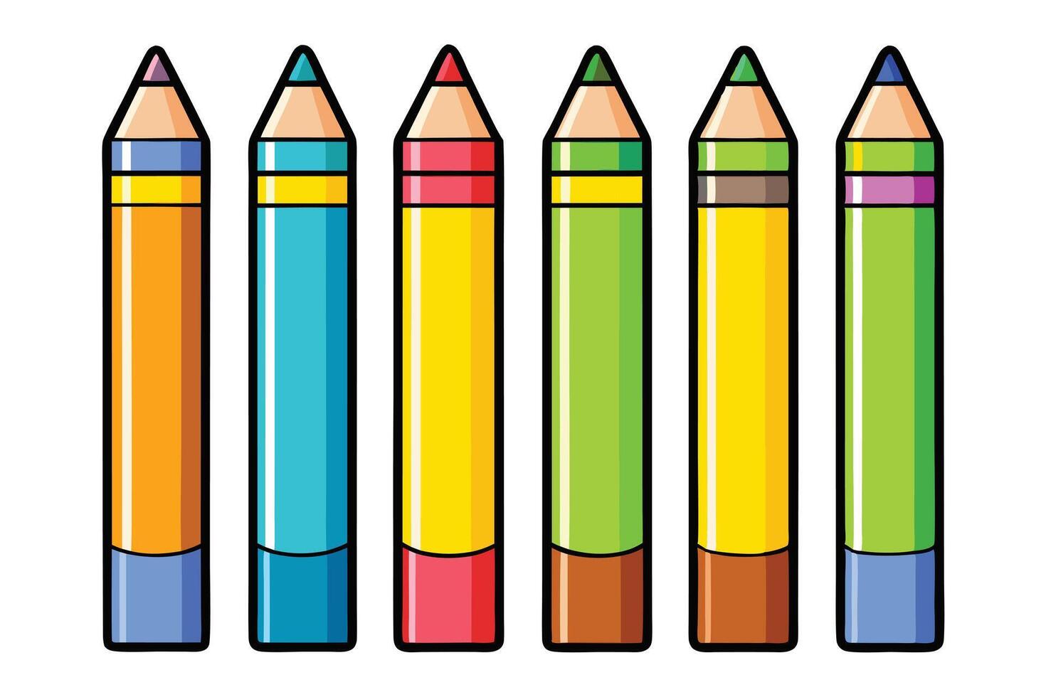 Colorful Pencils in a Row vector