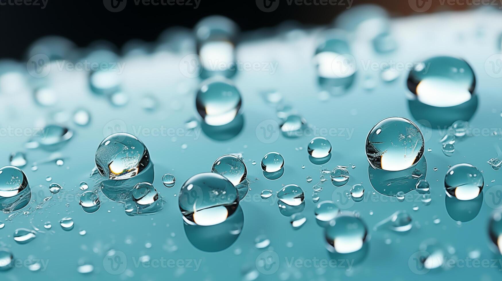 Water drops on a blue surface photo