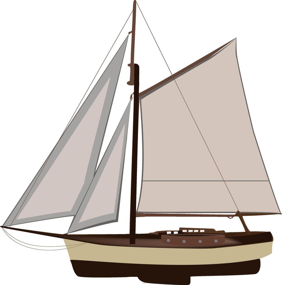 A sailboat with a white sail on a white background vector
