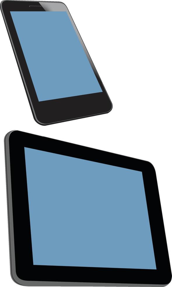 Modern mobile devices showing blank screens for copy space on white background vector