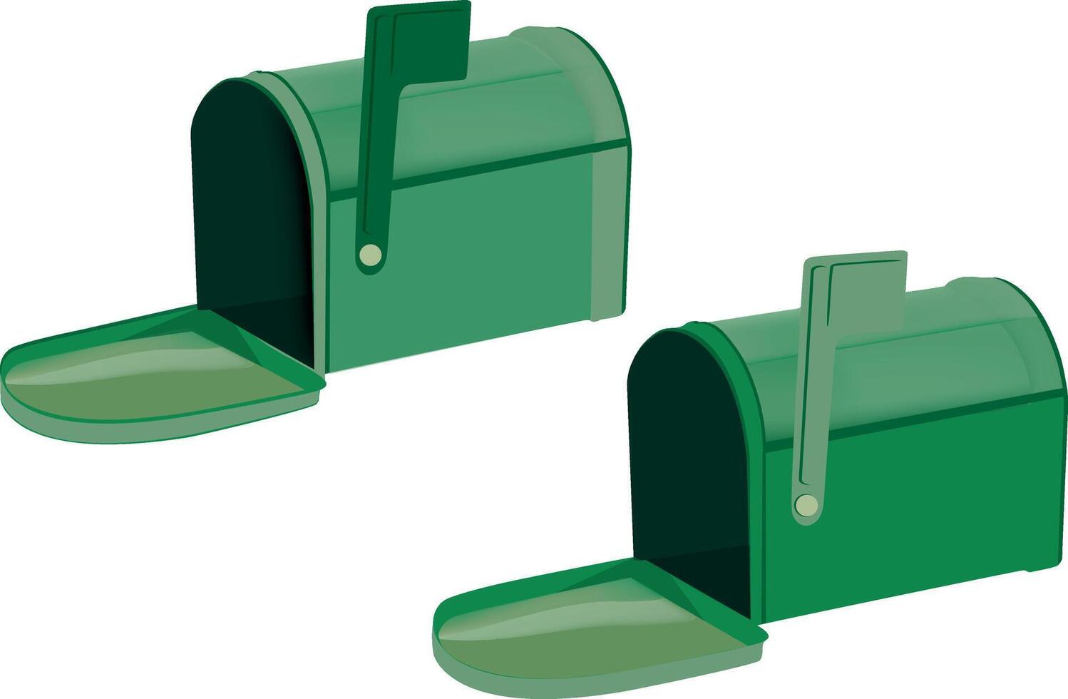 Two green mailboxes with a green lid vector
