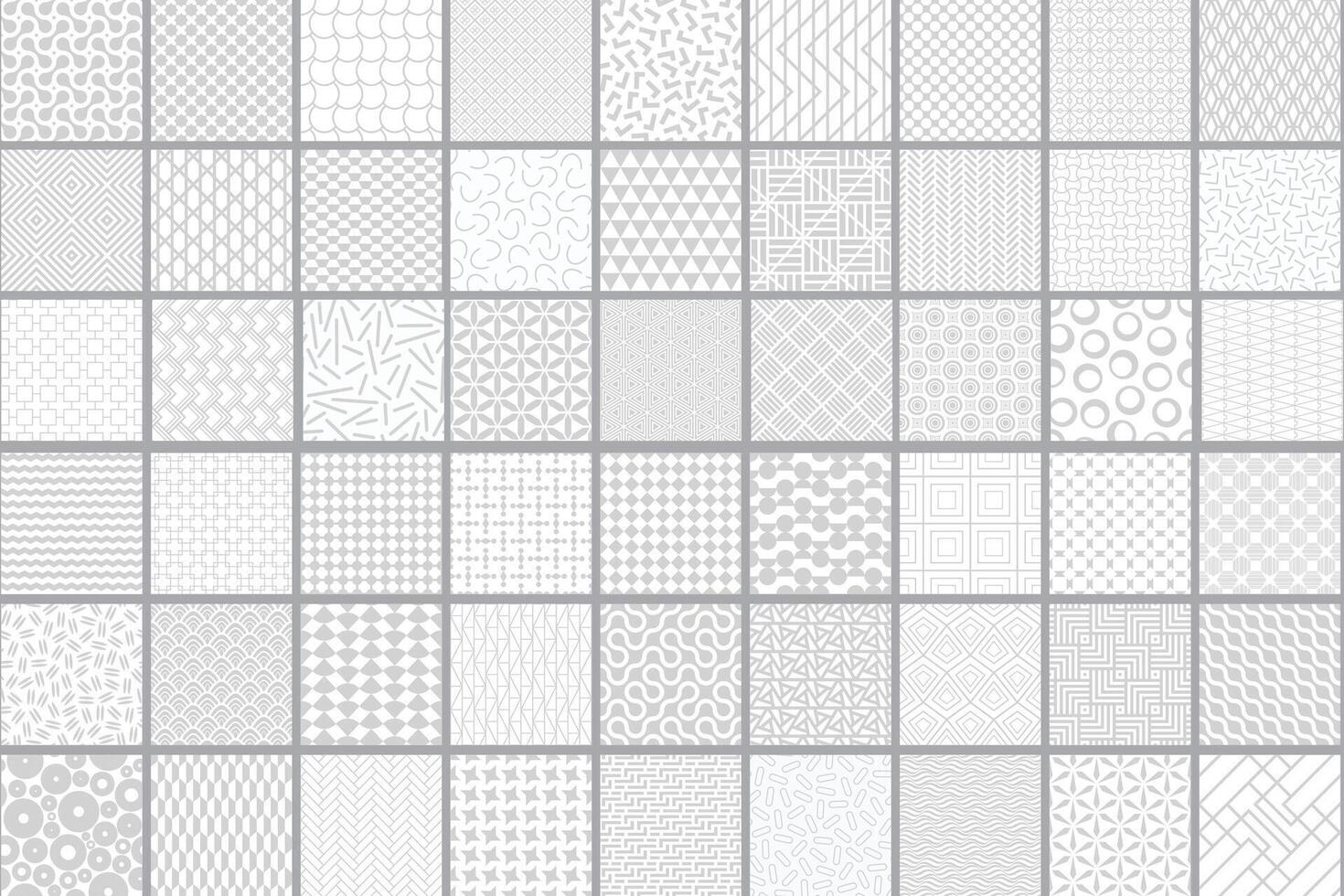 Collection of seamless geometric ornament patterns. Monochrome repeatable backgrounds. Endless grey and white prints, textile textures vector