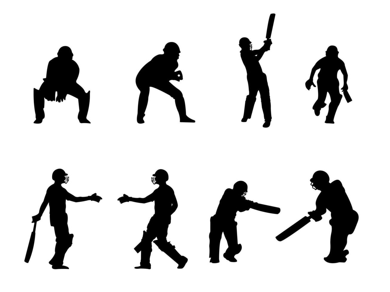 Cricket Silhouette Sport Bundle, Cricket Player action vector