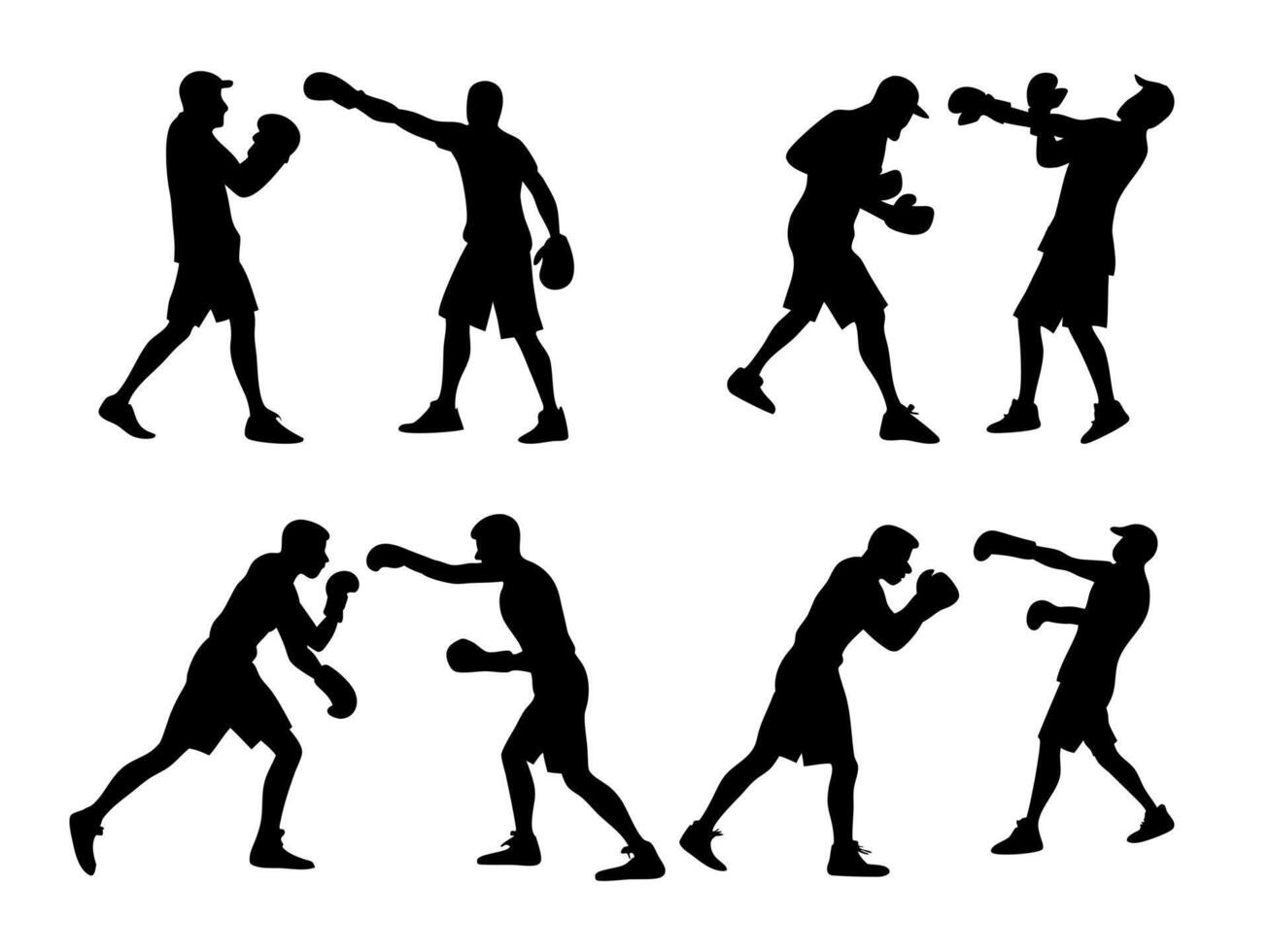Boxing Silhouette Clip Art Collection, Boxing Sport Isolated Equipment, Boxing Fighting training Drawing Abstract Outline Icon symbol, Boxing Clip Art Silhouette Set vector