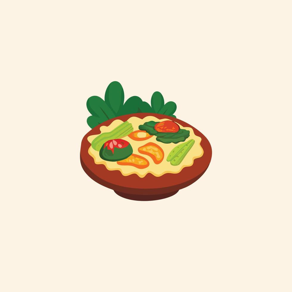 A pizza with vegetables illustration clip art set, vector