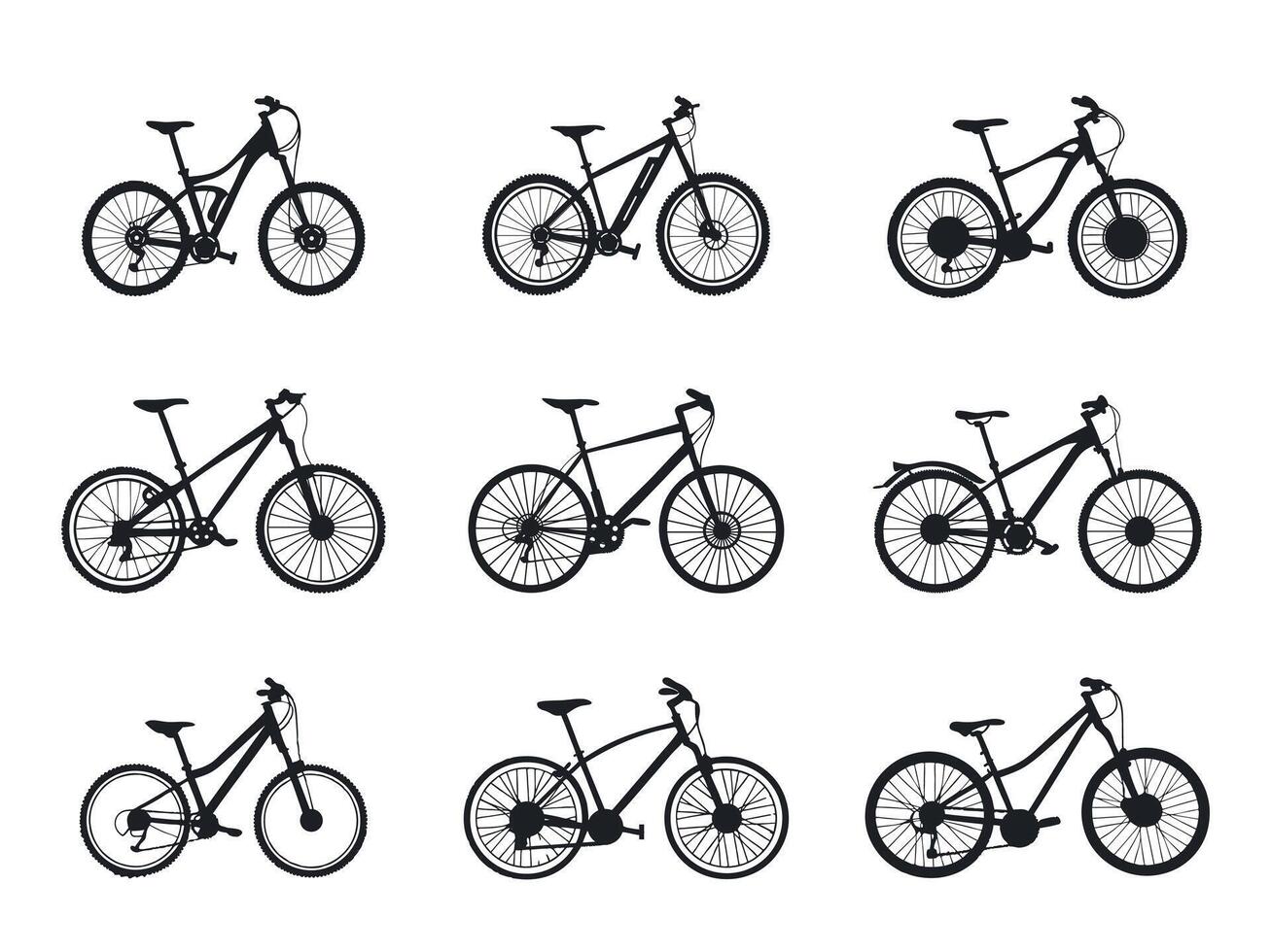 Cycling clip art isolated white background, Cycling clip art silhouette black color vector