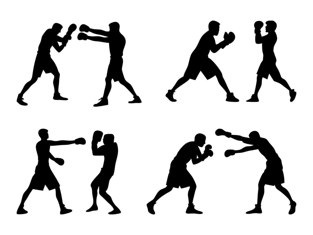 Boxing Silhouette Collection, Boxing Sport Isolated Equipment, Boxing Fighting training Outline Icon symbol Set, Boxing Clip Art Silhouette Set vector