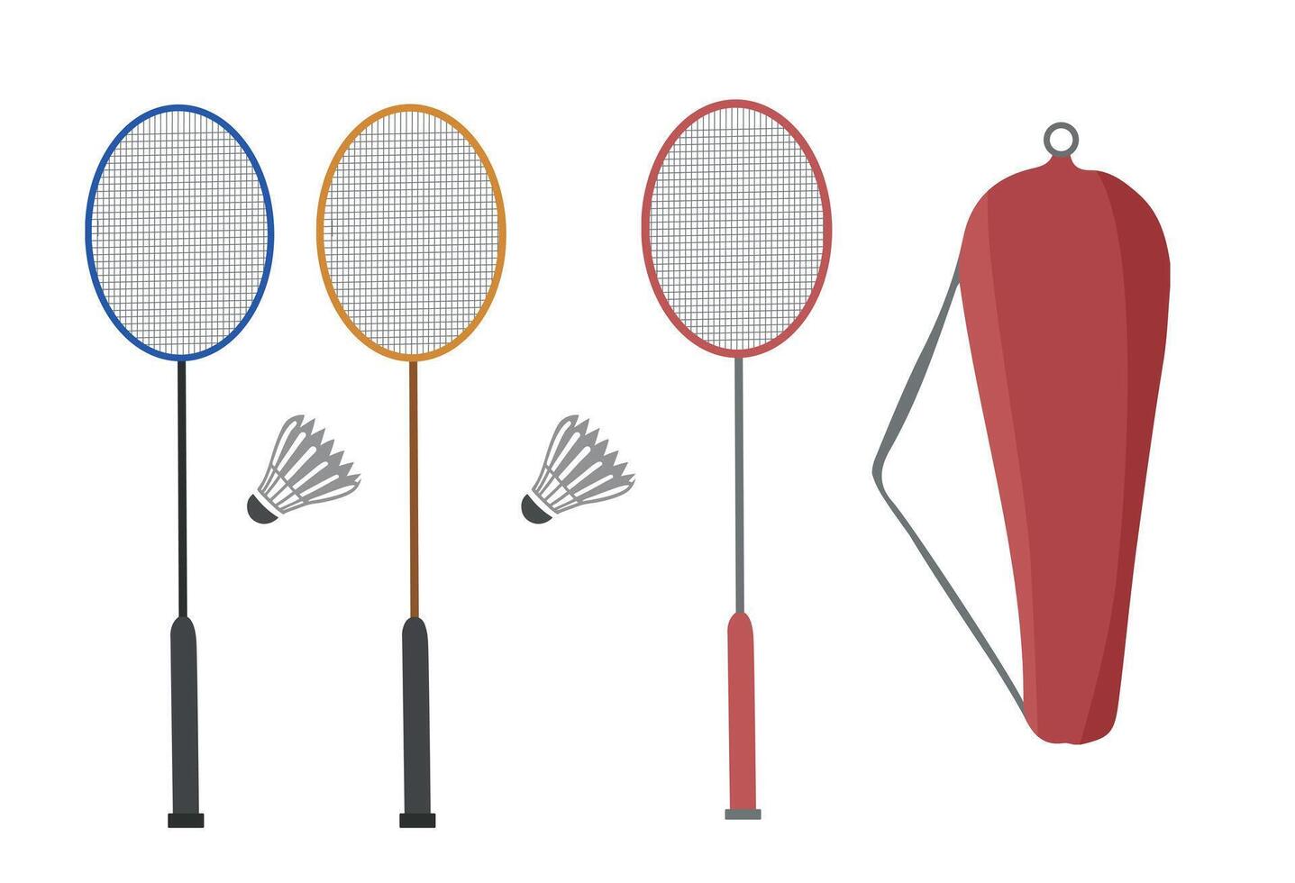 Badminton racket, shuttlecock and shuttle vector