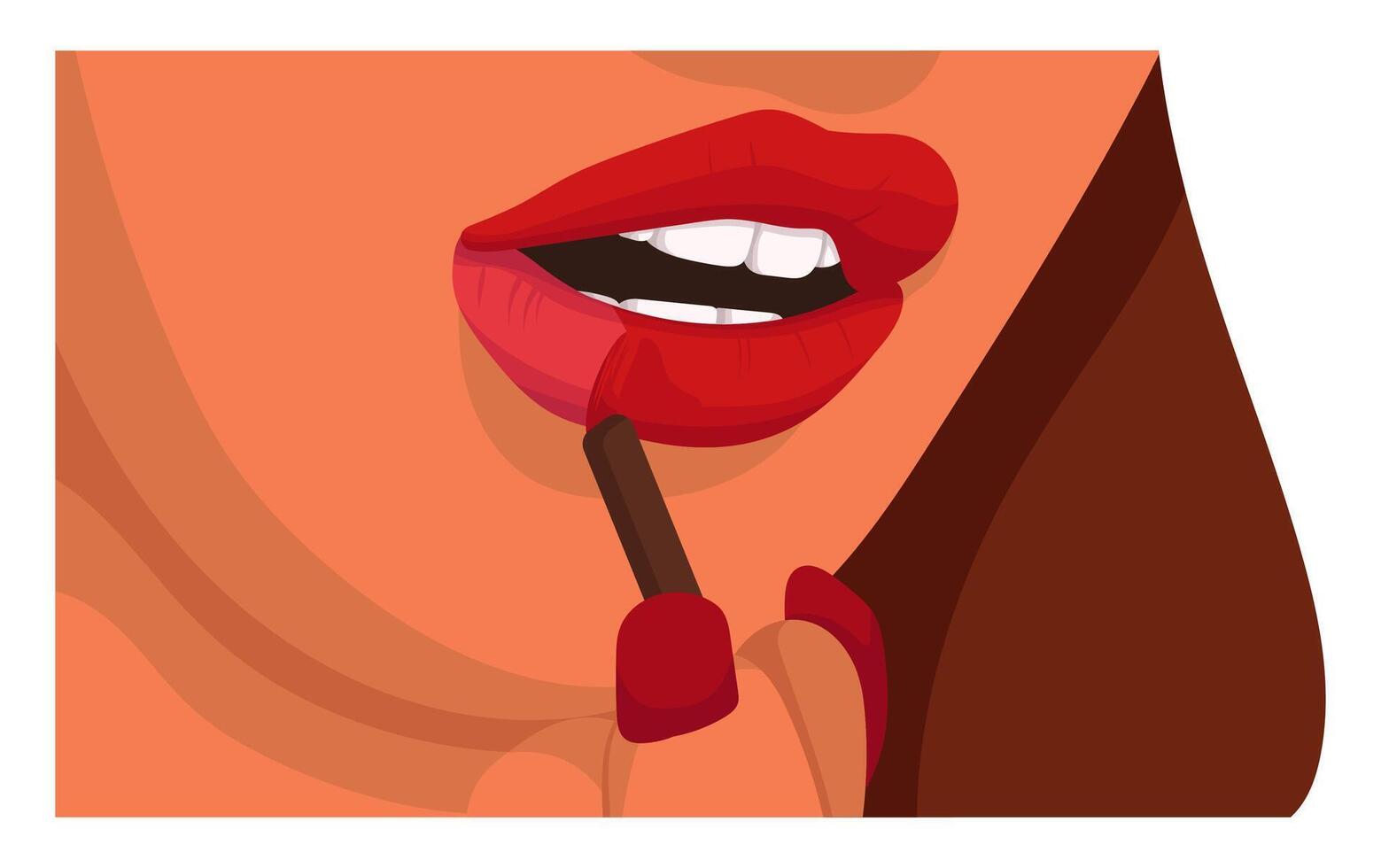 Girl Applying Lipstick vector