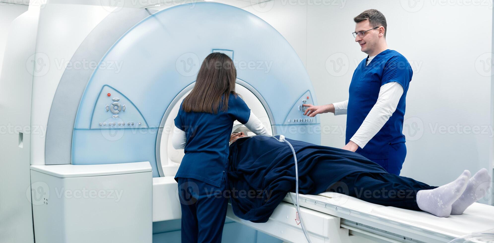 Medical scientific hospital laboratory meeting. Diverse team of neurologists, neuroscientists, neurosurgeons taking MRI, CT scan of patient, Talk About Treatment Method, New Drugs Cure photo