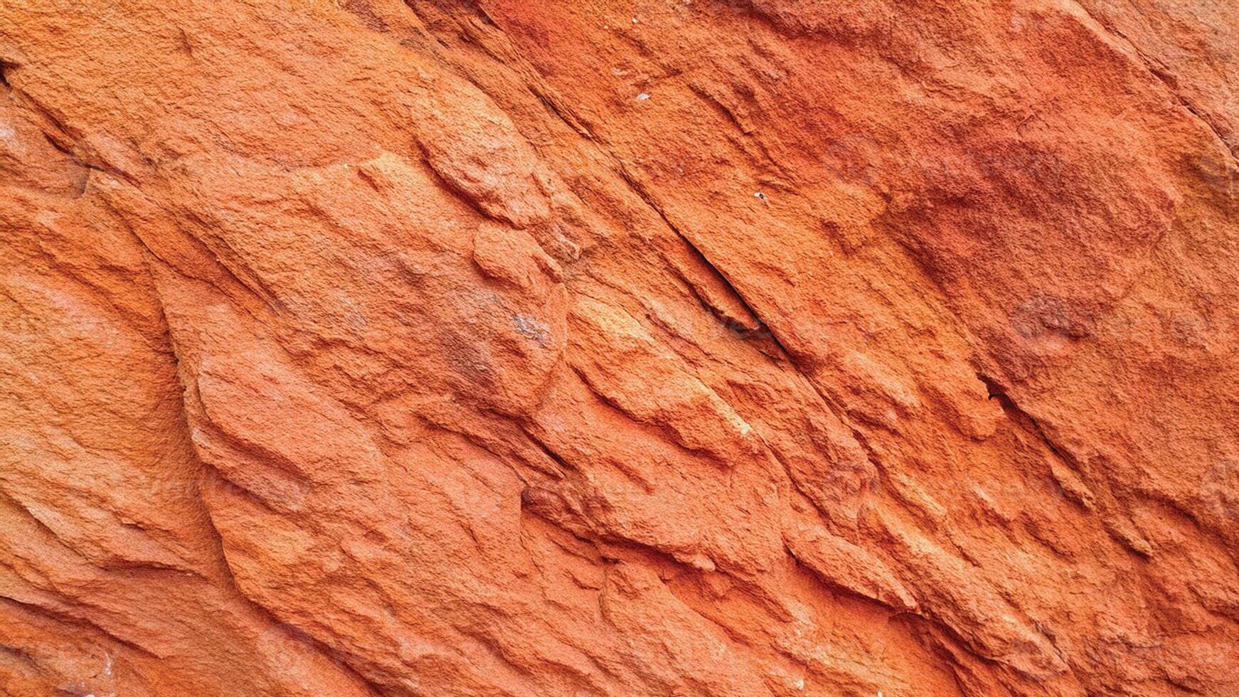 Bright red sedimentary rock with intricate cracks and layered surfaces, highlighting geological formations perfect for architectural designs, nature backgrounds, and artistic patterns. photo