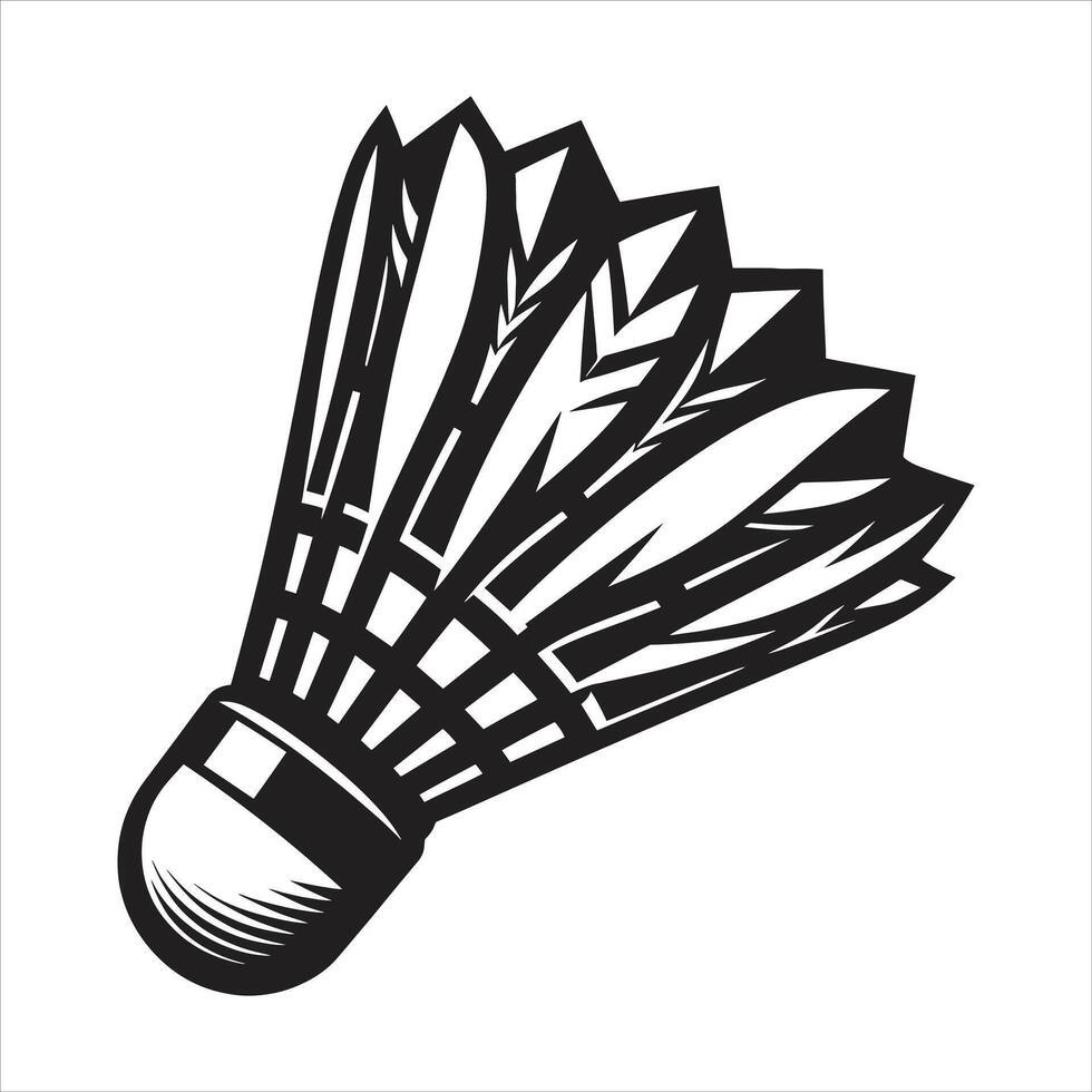 Badminton Shuttlecock Black And White Silhouette Symbol Icon Design On White Background vector