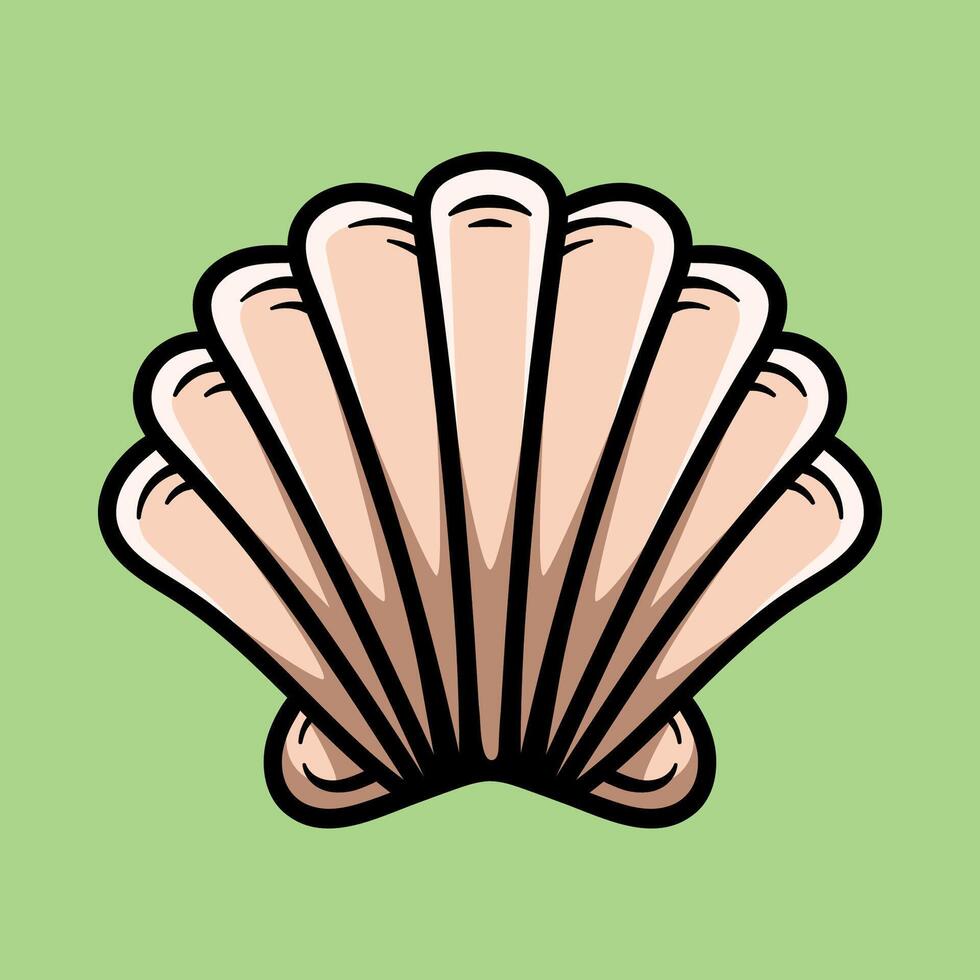 simple clam shell cartoon colored character isolated drawing line style sketch classic vintage design illustration vector