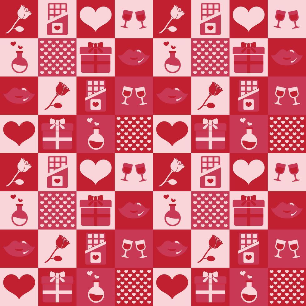 red valentines element geometric pattern vector