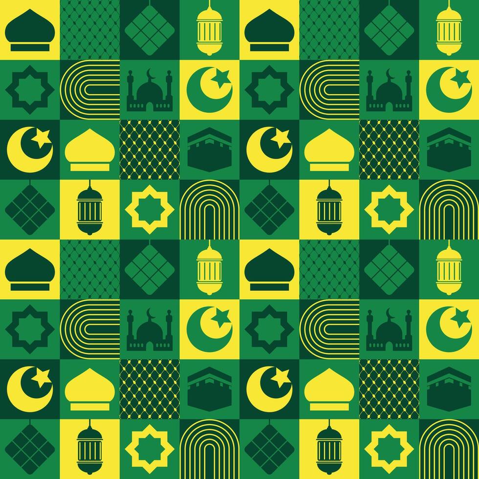 green ramadan element wrapping pattern vector