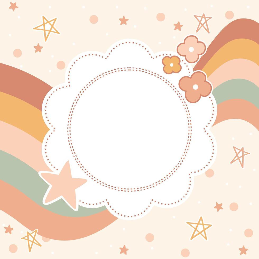 pastel rainbow baby frame template vector