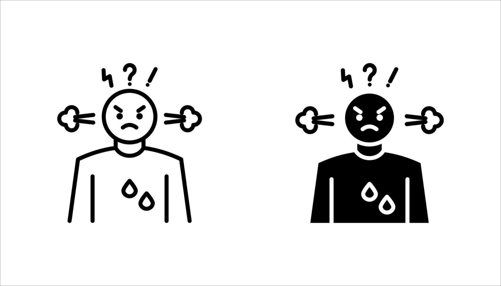 Angry person Stress or anxiety icon set symbol. vector