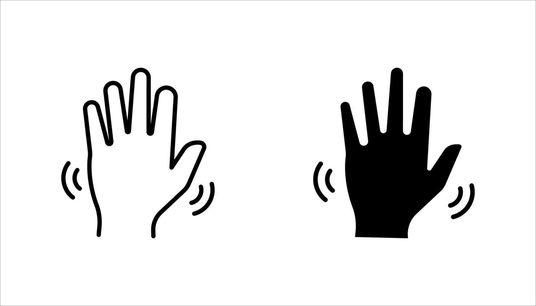 icon set of waving hand, friendly greeting, on white background. vector