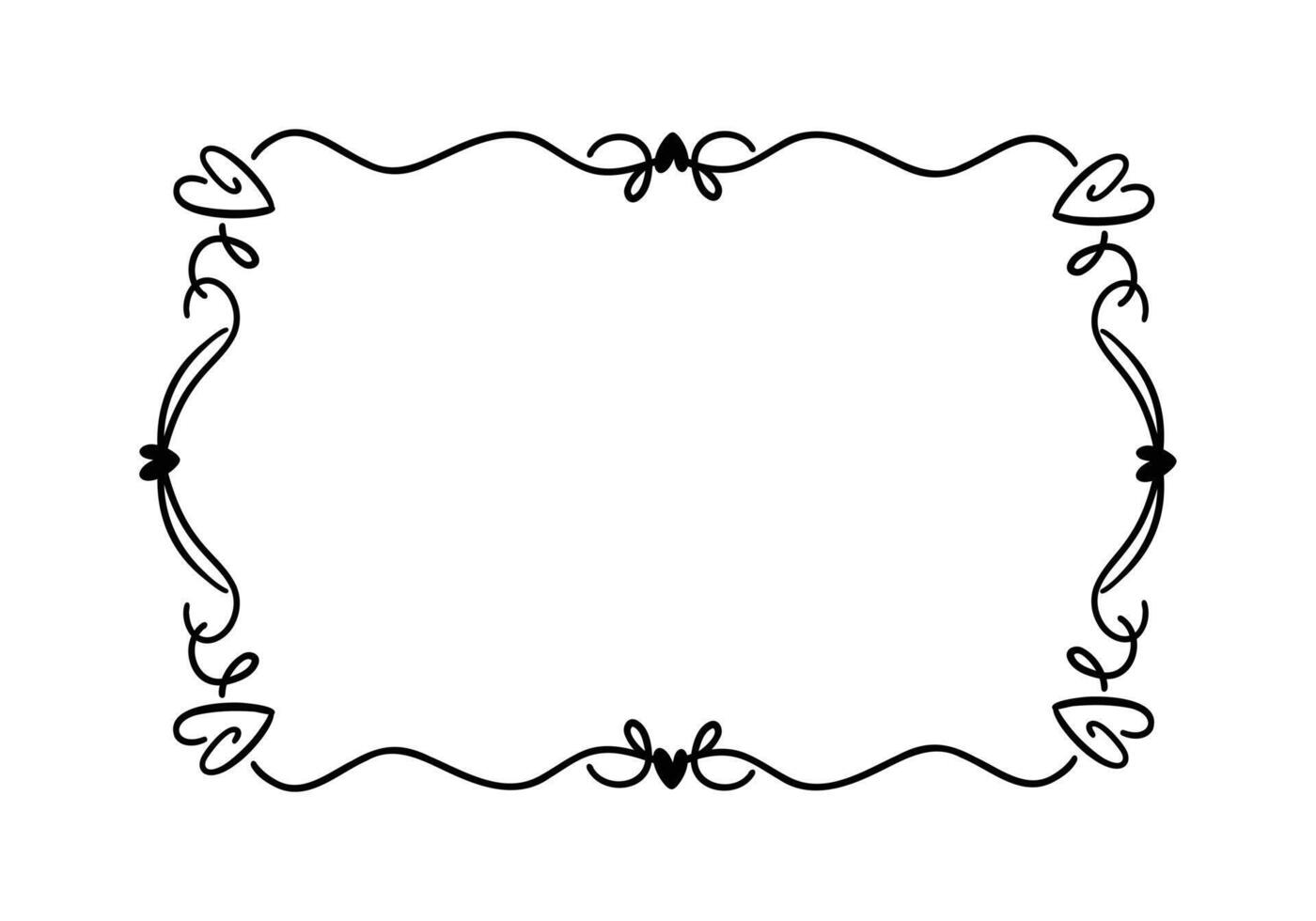 Decorative frame design with hearts and swirls perfect for invitations or greeting cards. vector
