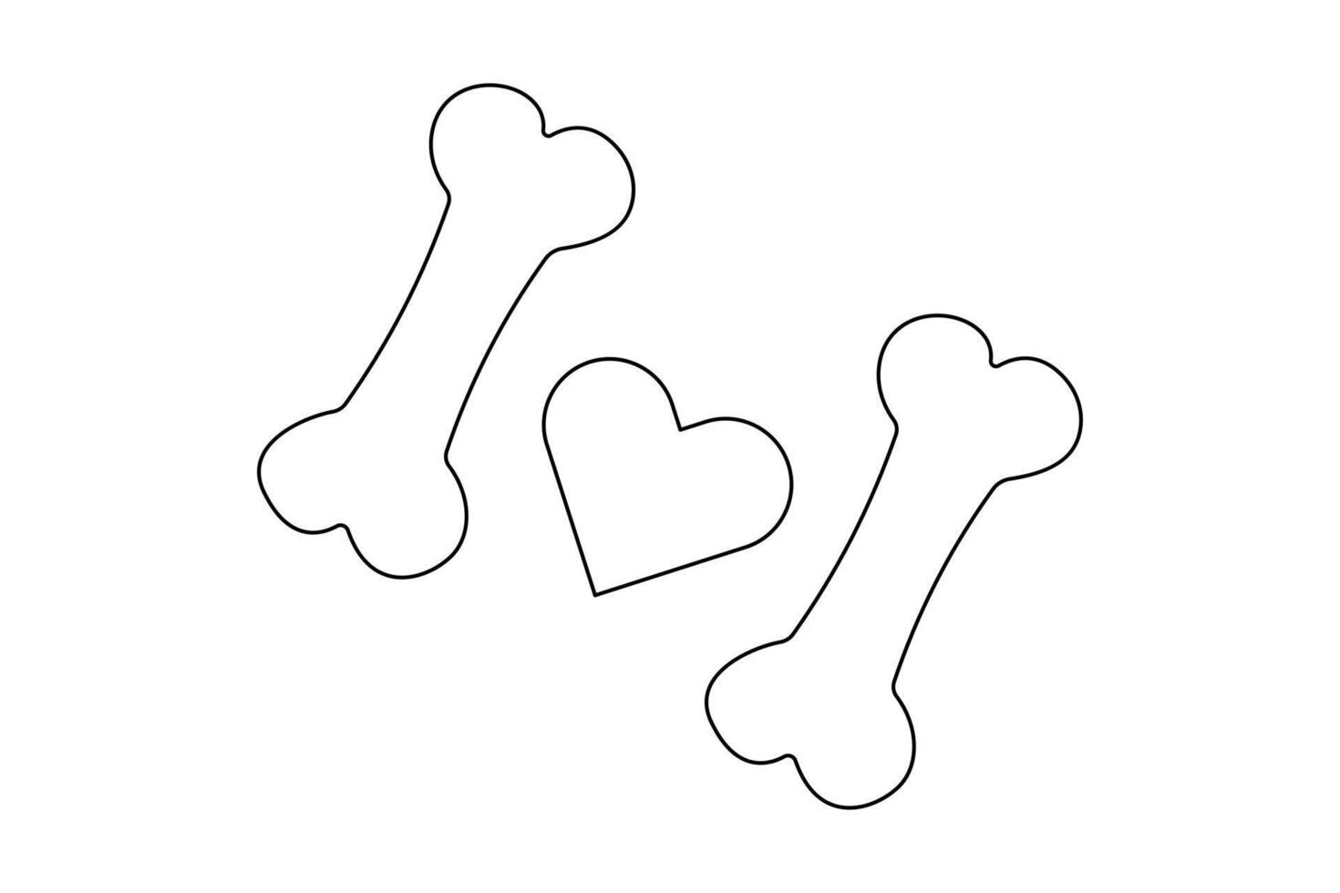 One continuous line drawing of dog bone linear style Hand drawn minimalism design vector