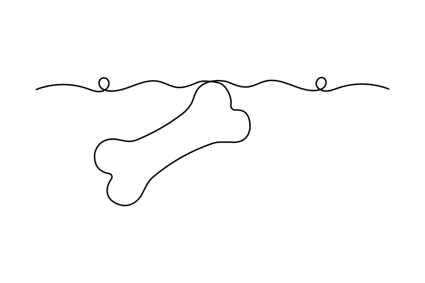 Simple illustration of dog bone shape continuous single line art bone outline icon vector