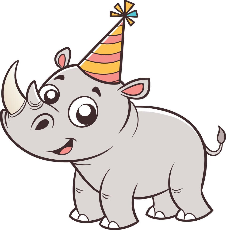 Party Rhino birthday vector