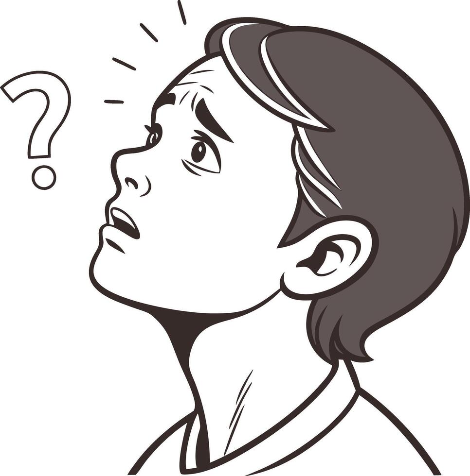 boy confused face vector