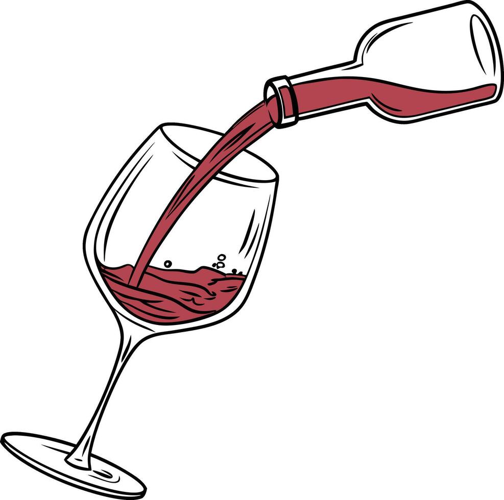 Pouring Wine to cup vector