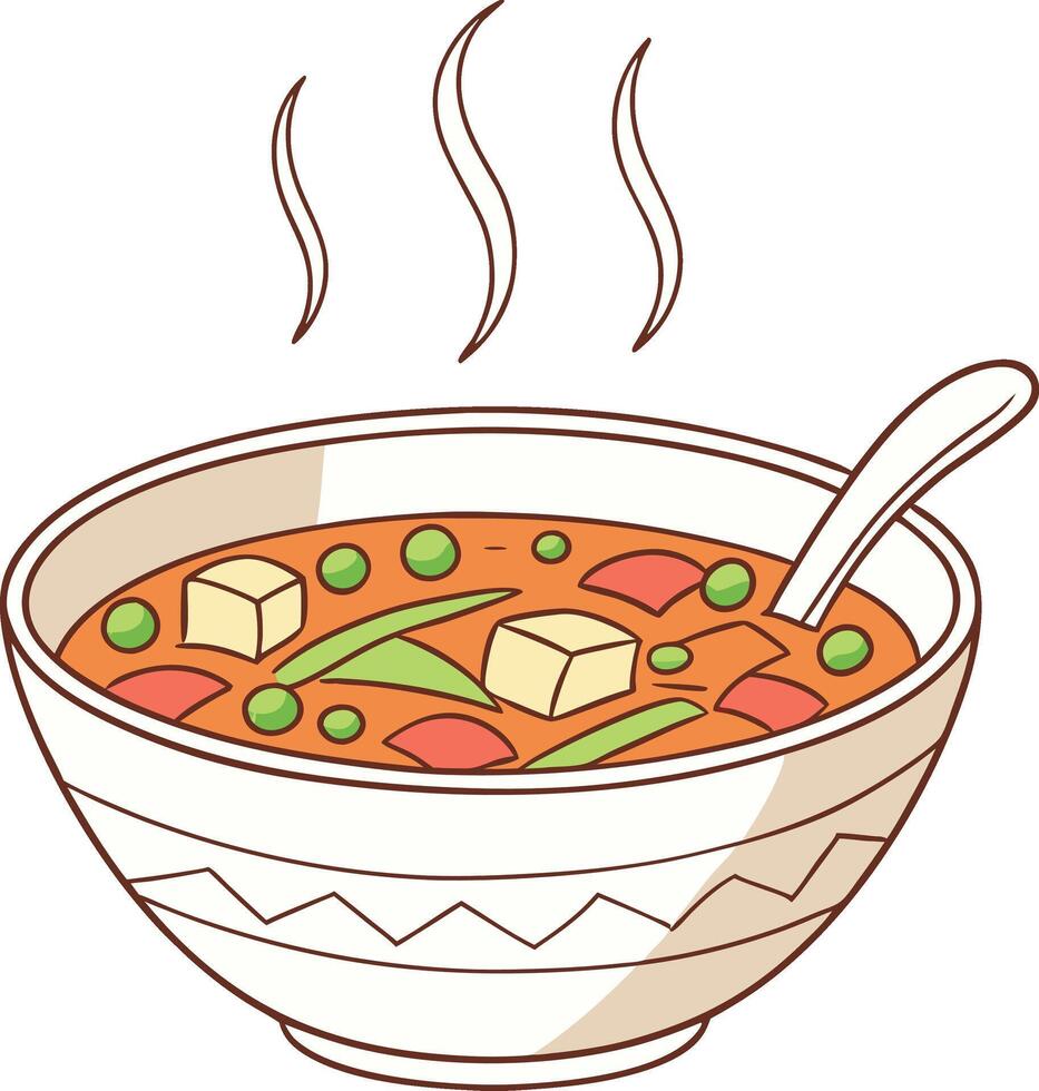 Steaming Bowl of Vegetable Soup vector