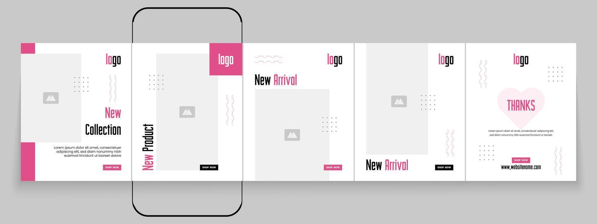 Fashion carousel post template layout banner vector