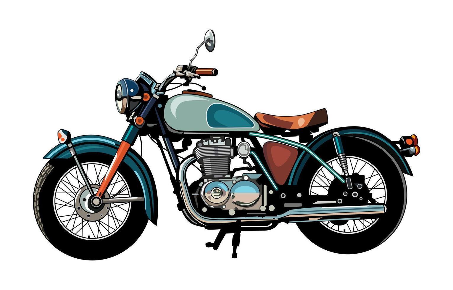 Classic motorbike illustration style isolated on white background. vector