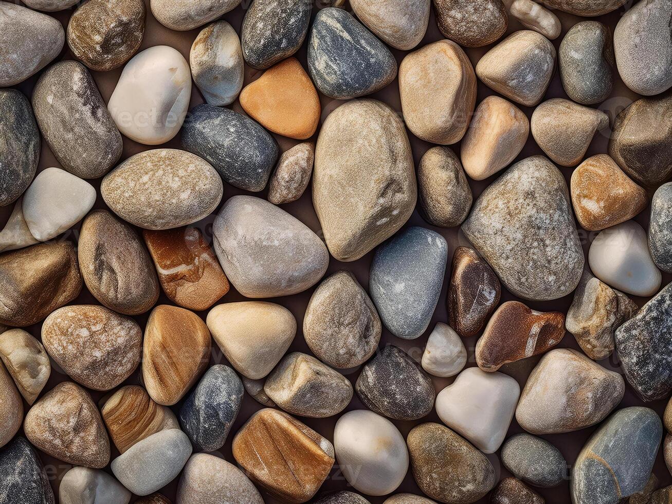 Natural textures of smooth stones in an abstract arrangement on a flat surface photo