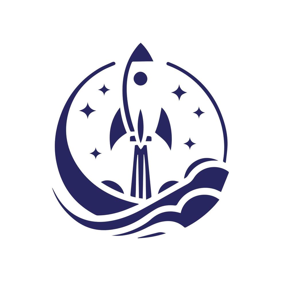 rocket launch logo design icon illustration vector