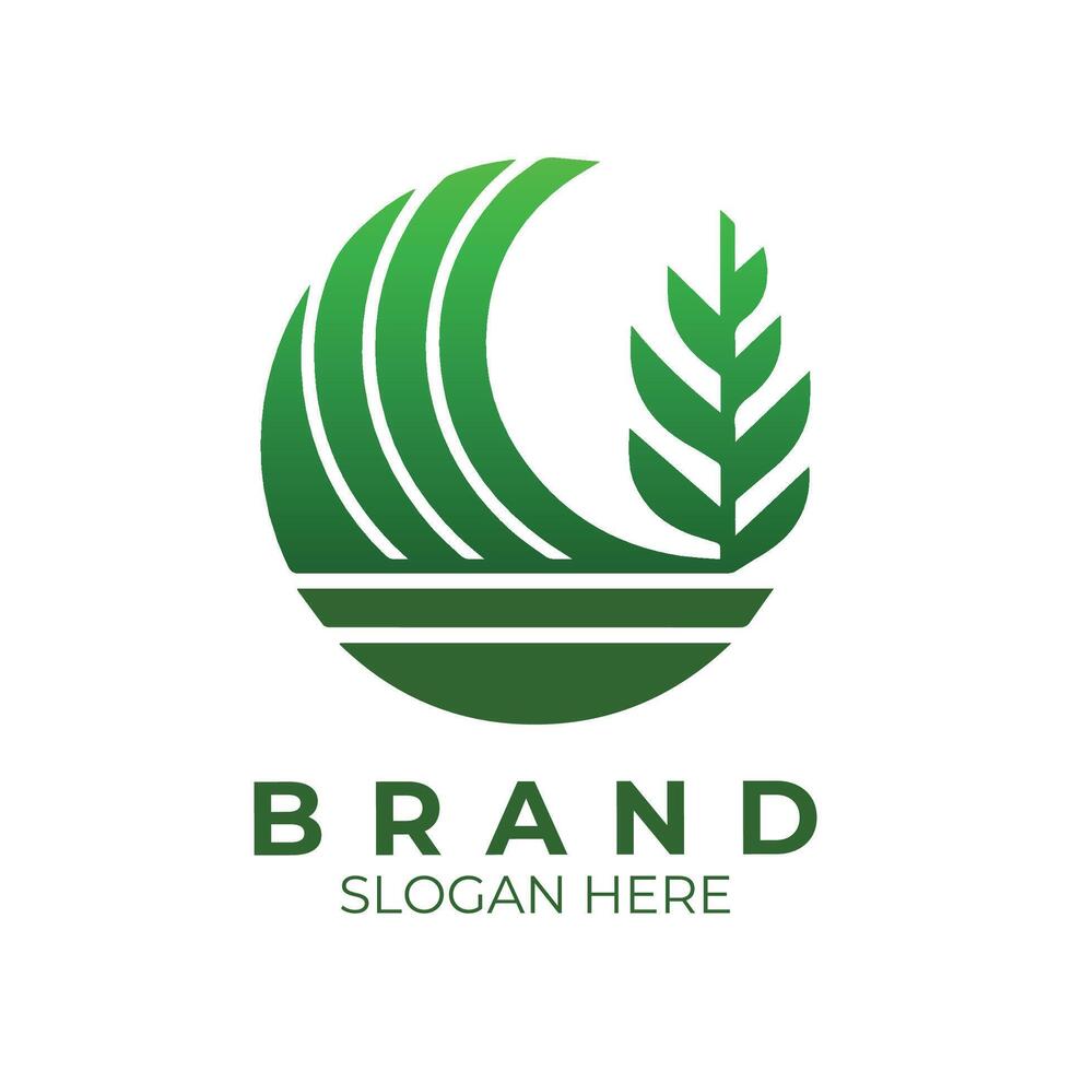 green logo with a wheat field vector