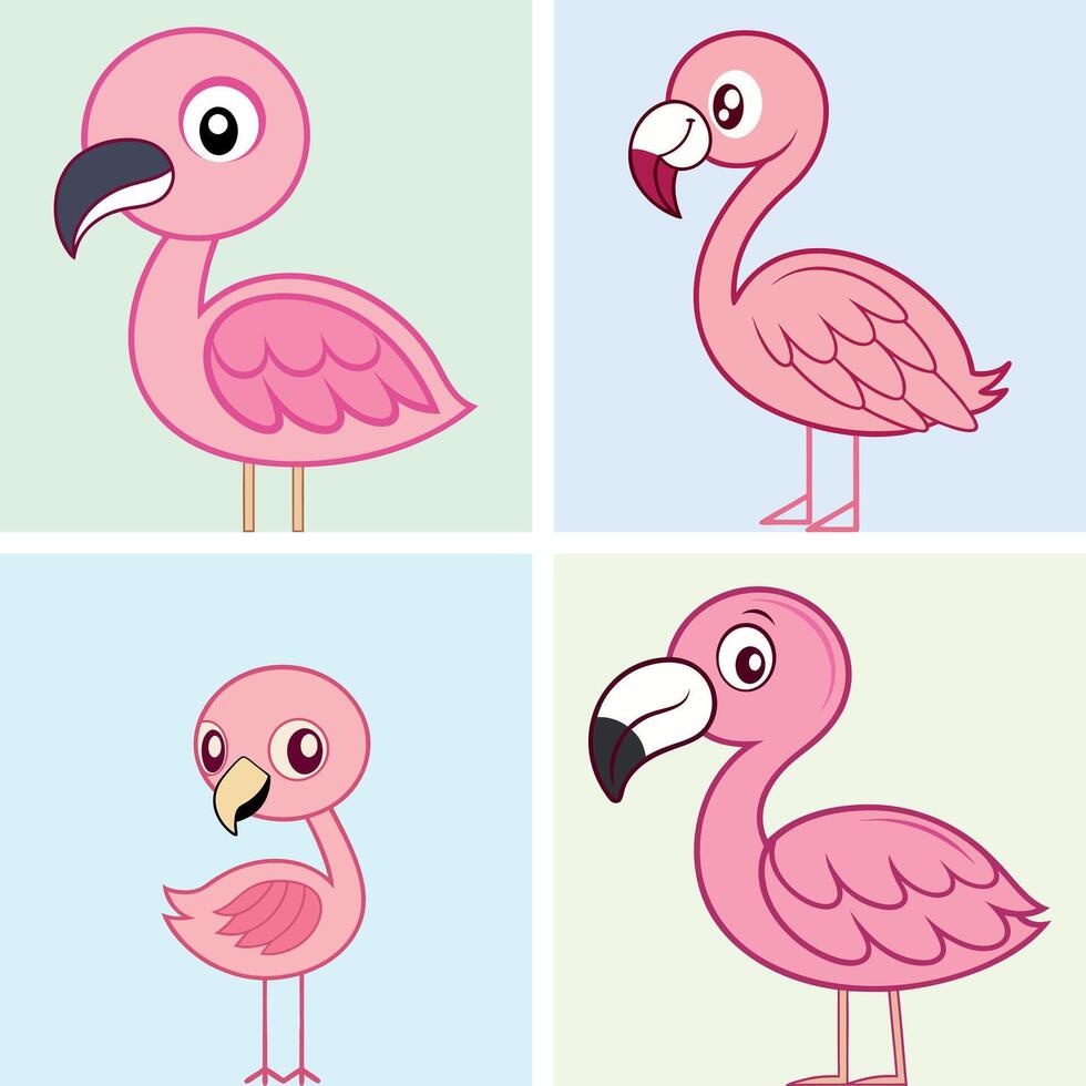 Flamingo Illustrations in Various Styles vector