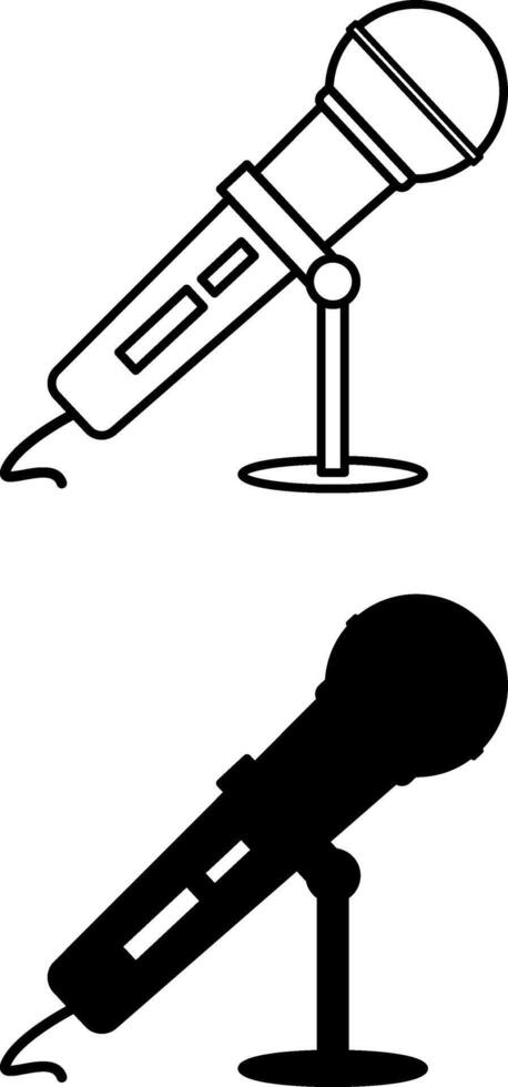 Microphone Icons. Black and White Icons. Electroacoustic Device. Sound Amplification Accessory. Brazilian Carnival Concept vector
