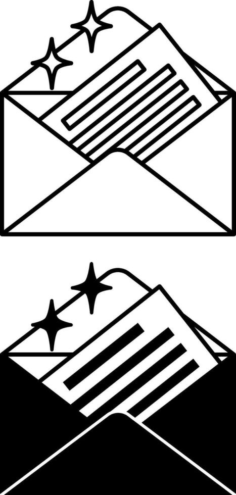 Invitation Icons. Black and White Icons. Open Envelope with Invitation Letter to Celebration. Brazilian Carnival Concept vector