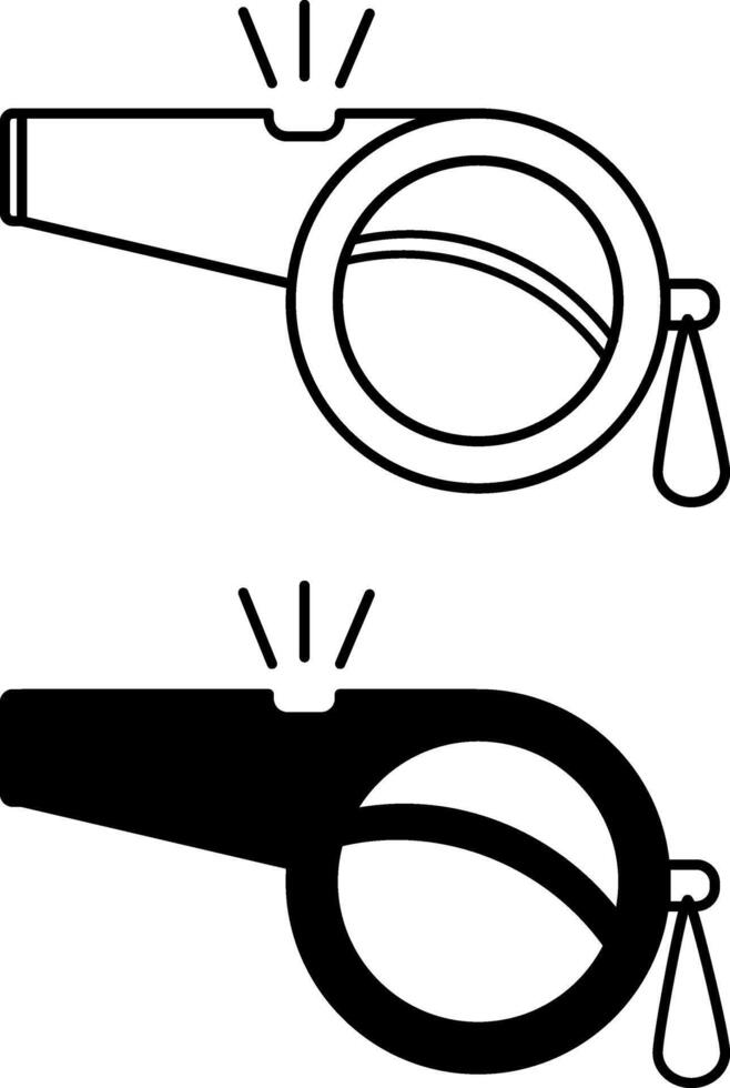 Whistle Icons. Black and White Icons. Signaling Tool. Brazilian Carnival Concept vector