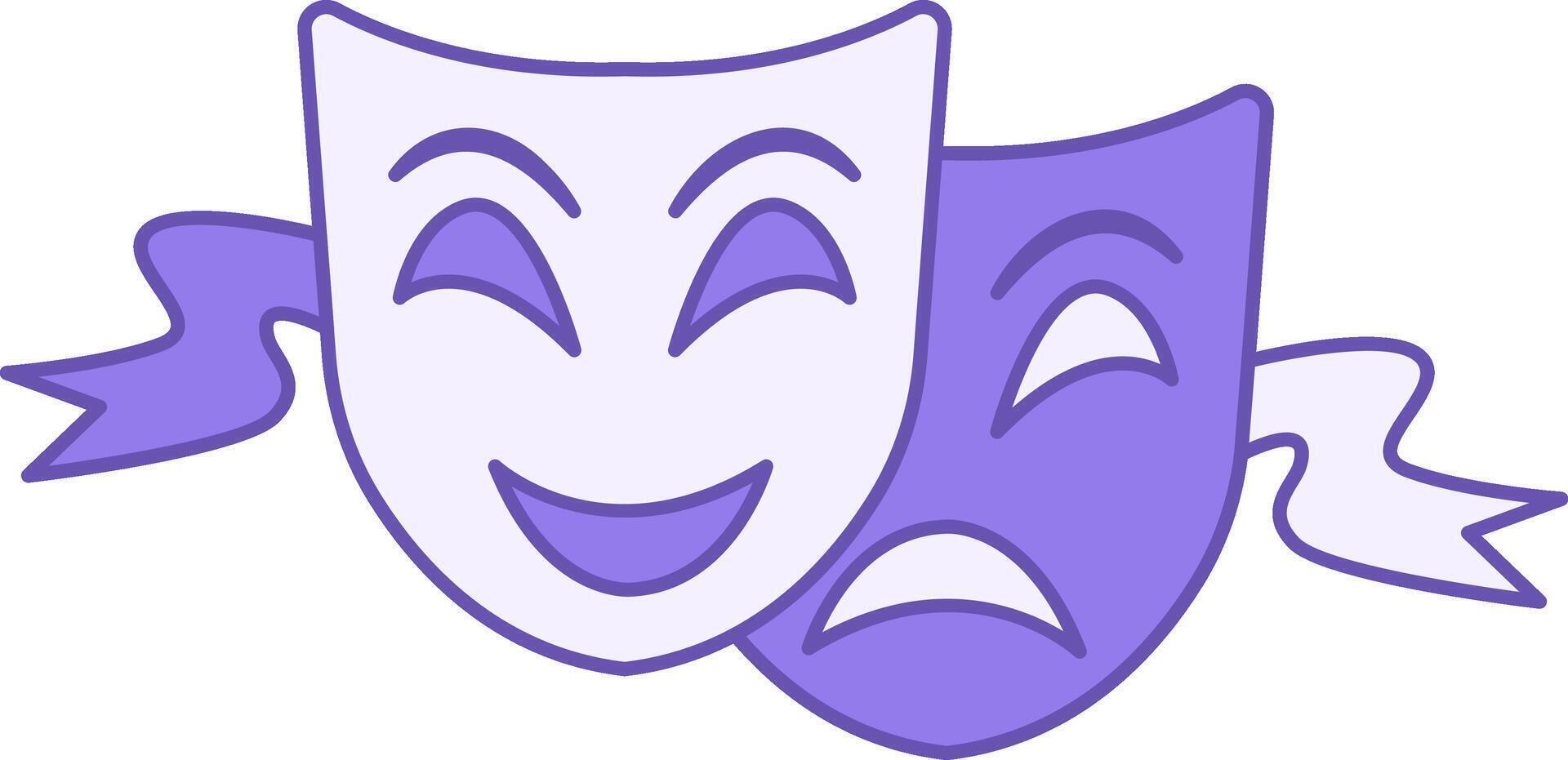 Theater Masks Color Icon. Eye Cutouts. Smiling and Crying Mask. Brazilian Carnival Concept vector